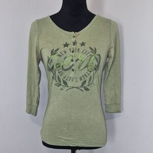 Aeropostale Olive Graphic Long Sleeve Tee